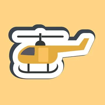Sticker helicopter. Transportation elements. Good for prints, posters, logo.. Stock Illustration