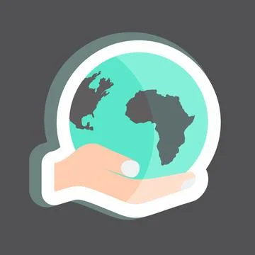 Sticker Holding Globe. suitable for Hand Actions symbol. simple design editab Stock Illustration