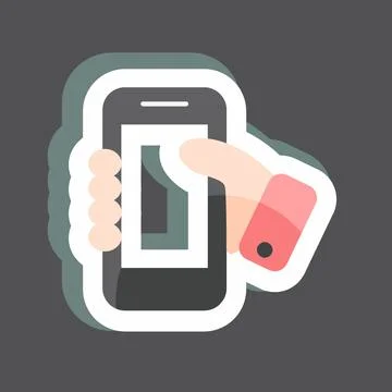 Sticker Holding Smartphone. suitable for Web Interface symbol. simple design  Stock Illustration