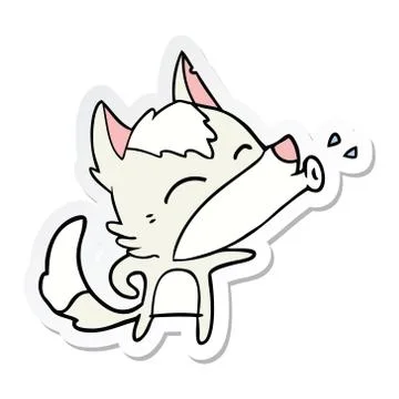 Sticker of a howling wolf cartoon Stock Illustration
