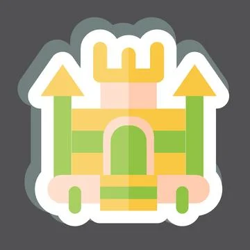 Sticker Inflatable Castle. related to Amusement Park symbol. glyph style. s.. Illustrazione stock