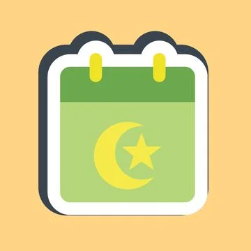 Sticker islamic calendar. Islamic elements of Ramadhan, Eid Al Fitr, Eid Al.. イラスト素材