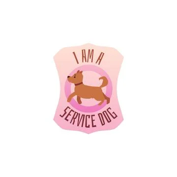 Sticker of label with going dog flat style, vector illustration Stock Illustration