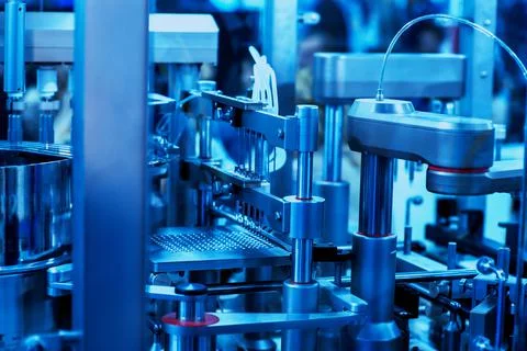 Sticker label printer. Barcode digital printer and applicator machine. Foto stock