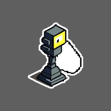 Sticker of lamp robot 16 bit pixel Stock Illustration