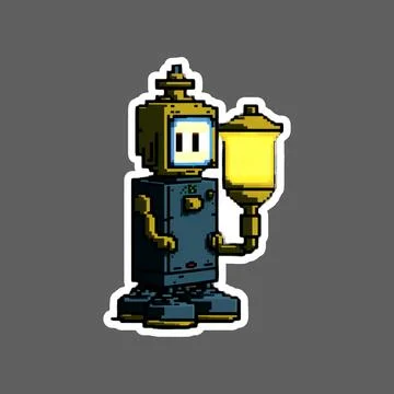Sticker of lamp robot 16 bit pixel art Stock Illustration