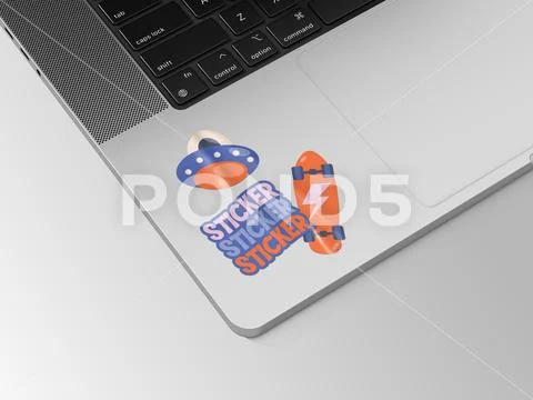 Sticker Laptop Mockup PSD Template