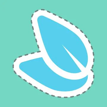 Sticker Leaf - Line Cut - Simple illustration, Editable stroke. 스톡 일러스트