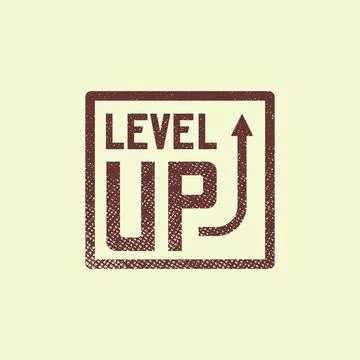 Sticker of lettering level up in frame Illustrazione stock