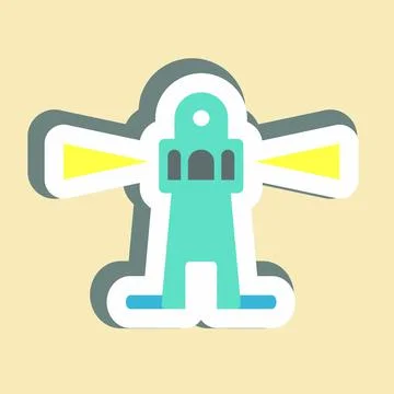 Sticker Lighthouse I - Simple illustration,Editable stroke Stock Illustration