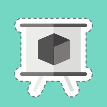 Sticker line cut 3D Presentation. related to 3D Visualization symbol. simpl.. Stock Illustration