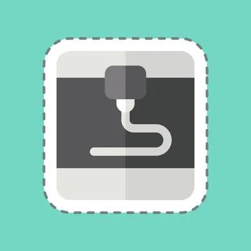 Sticker line cut 3D Printer. related to Printing symbol. design editable Illustrazione stock