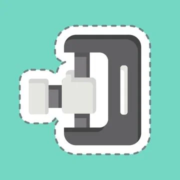Sticker line cut 3D Scanner. related to Printing symbol. design editable Illustrazione stock