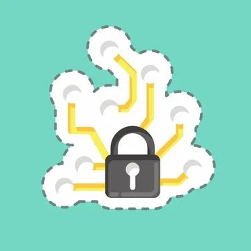 Sticker line cut Adversarial Attacks. related to Machine Learning symbol. s.. Stock Illustration