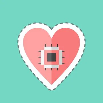 Sticker line cut Affective Computing. suitable for data analytics symbol. sim Stock Illustration