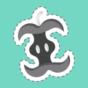 Sticker line cut Apple Core. related to Recycling symbol. design editable Ilustração Stock