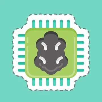 Sticker line cut Artificial Intelligence. related to Machine Learning symbo.. 스톡 일러스트