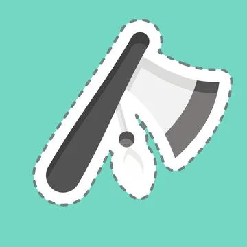 Sticker line cut Axe. related to American Indigenous symbol. simple design .. Stock Illustration