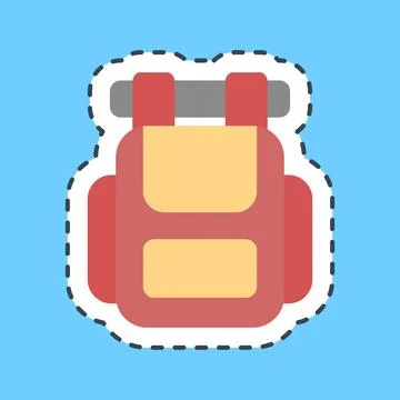 Sticker line cut backpack. Camping and adventure elements. Good for prints,.. Stock Illustration