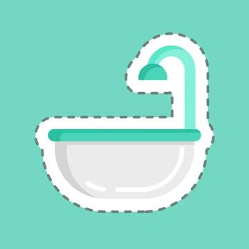 Sticker line cut Bathroom. suitable for Kids symbol. simple design editable.  Stock Illustration
