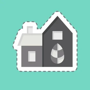 Sticker line cut Bio Construction. related to Green House symbol. design ed.. 스톡 일러스트