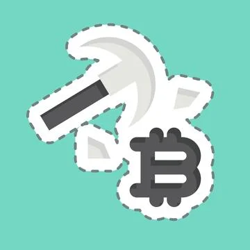 Sticker line cut Bitcoin Mining. related to Cryptocurrency symbol イラスト素材