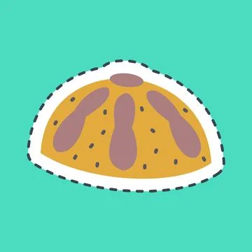 Sticker line cut bread of the dead. Day of the dead celebration elements. G.. Stock Illustration