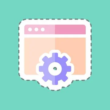 Sticker line cut Browser Settings. suitable for User Interface symbol. simple Illustrazione stock