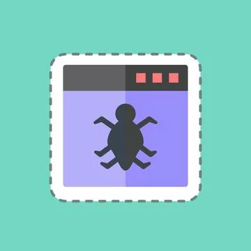 Sticker line cut Bug in Application. suitable for Programming symbol. simple  스톡 일러스트