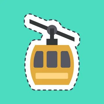Sticker line cut cable car. Transportation elements. Good for prints, poste.. Stock Illustration