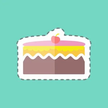 Sticker line cut Cake. suitable for party symbol. simple design editable. des Stock Illustration