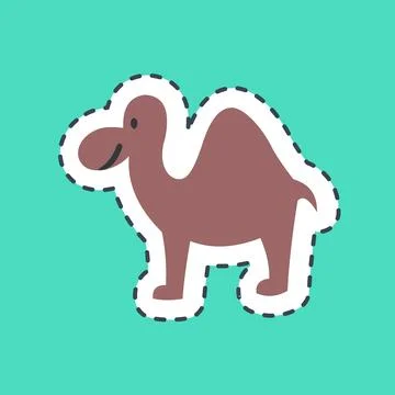 Sticker line cut camel. Islamic elements of Ramadhan, Eid Al Fitr, Eid Al A.. Stock Illustration