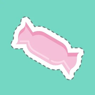 Sticker line cut Candy. suitable for Halloween symbol. simple design editable Stock-Illustration