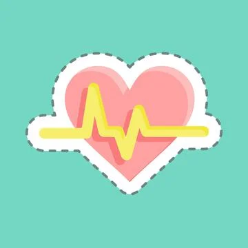 Sticker line cut Cardiogram. suitable for education symbol. simple design edi Stock Illustration