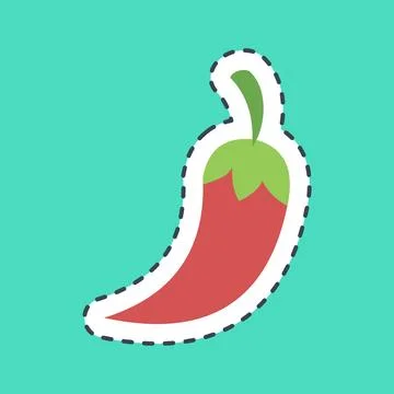 Sticker line cut chilli. Day of the dead celebration elements. Good for pri.. Illustrazione stock