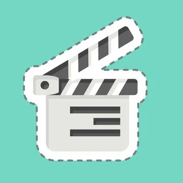 Sticker line cut Clapper Board. related to Entertainment symbol. simple des.. Stock Illustration