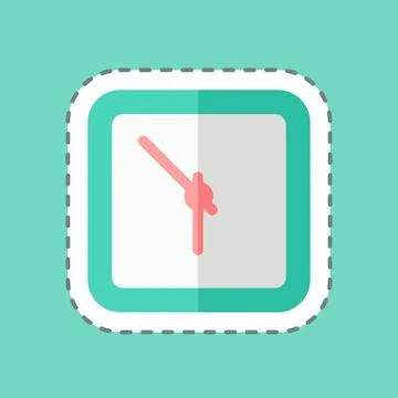 Sticker line cut Clock. suitable for Home symbol. simple design editable. des Stock Illustration