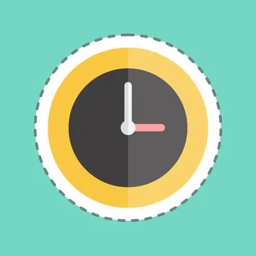 Sticker line cut Clock. suitable for party symbol. simple design editable. de Stock Illustration