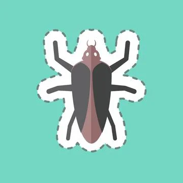 Sticker line cut Cockroach. suitable for Animal symbol. simple design editabl Stock Illustration