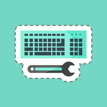 Sticker line cut Code Engineering. suitable for data analytics symbol. simple イラスト素材