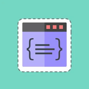 Sticker line cut Code. suitable for Programming symbol. simple design editabl Stock Illustration