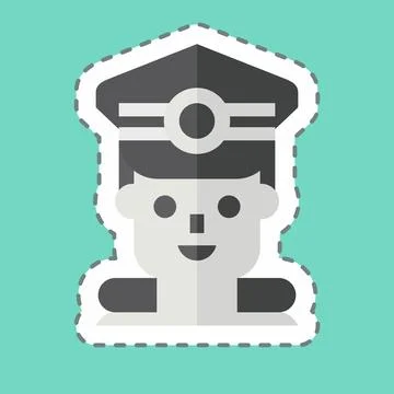 Sticker line cut Commandant. related to Military symbol. simple design edit.. Stock Illustration