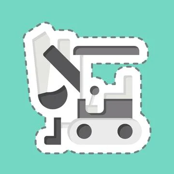 Sticker line cut Compact Excavator. related to Construction Vehicles symbol.. Stock Illustration