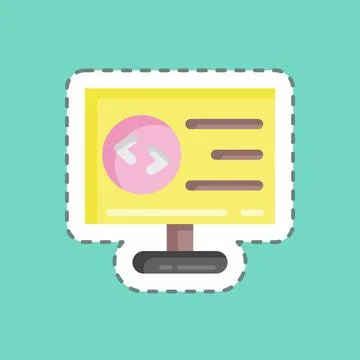 Sticker line cut Computer Programming. suitable for education symbol. simple  イラスト素材
