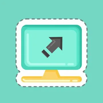 Sticker line cut Computer System. related to Machine Learning symbol. simpl.. Stock Illustration