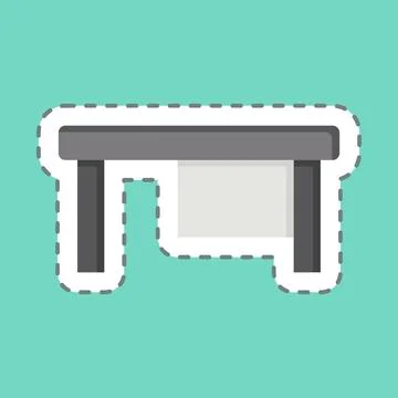 Sticker line cut Computer Table. related to Business symbol. design editable Stock Illustration