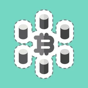 Sticker line cut Computing Cluster. related to Cryptocurrency symbol イラスト素材