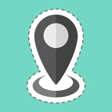 Sticker line cut Current Location. related to Location symbol. design editabl Stock Illustration