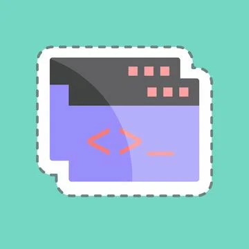 Sticker line cut Custom Coding. suitable for Programming symbol. simple desig Stock-Illustration