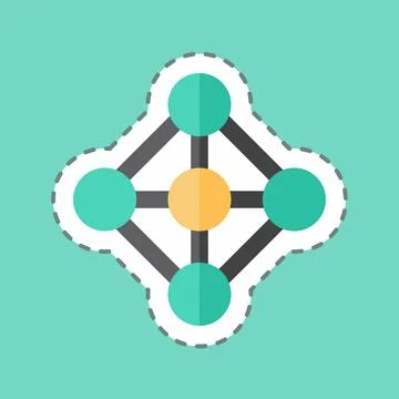 Sticker line cut Deep Learning. suitable for data analytics symbol. simple de Illustrazione stock